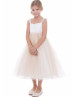 Pearl Straps Shimmering Tulle Tea Length Flower Girl Dress